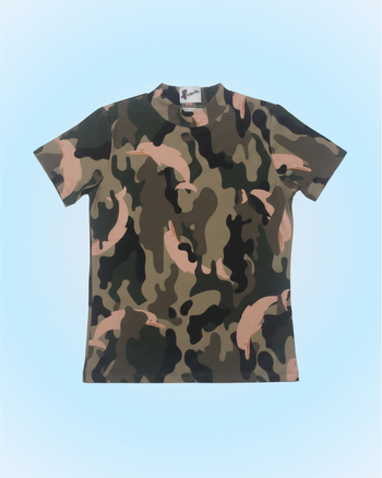 Blusa lycra estampa camuflada golfinhos verão