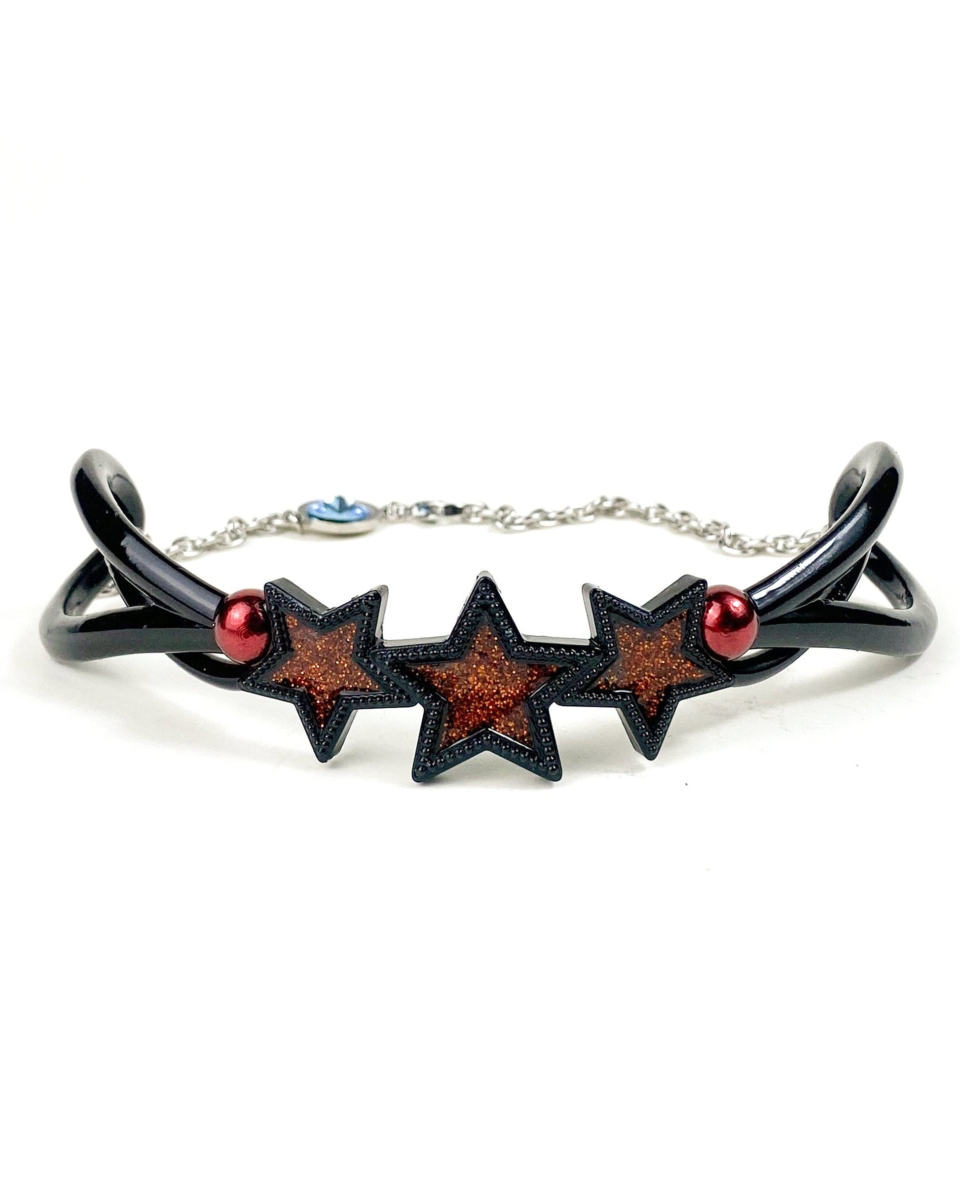 Colar resina laranja três estrelas cristal Swarovski 44 Once Upon A Time