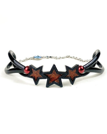 Colar resina laranja três estrelas cristal Swarovski 44 Once Upon A Time
