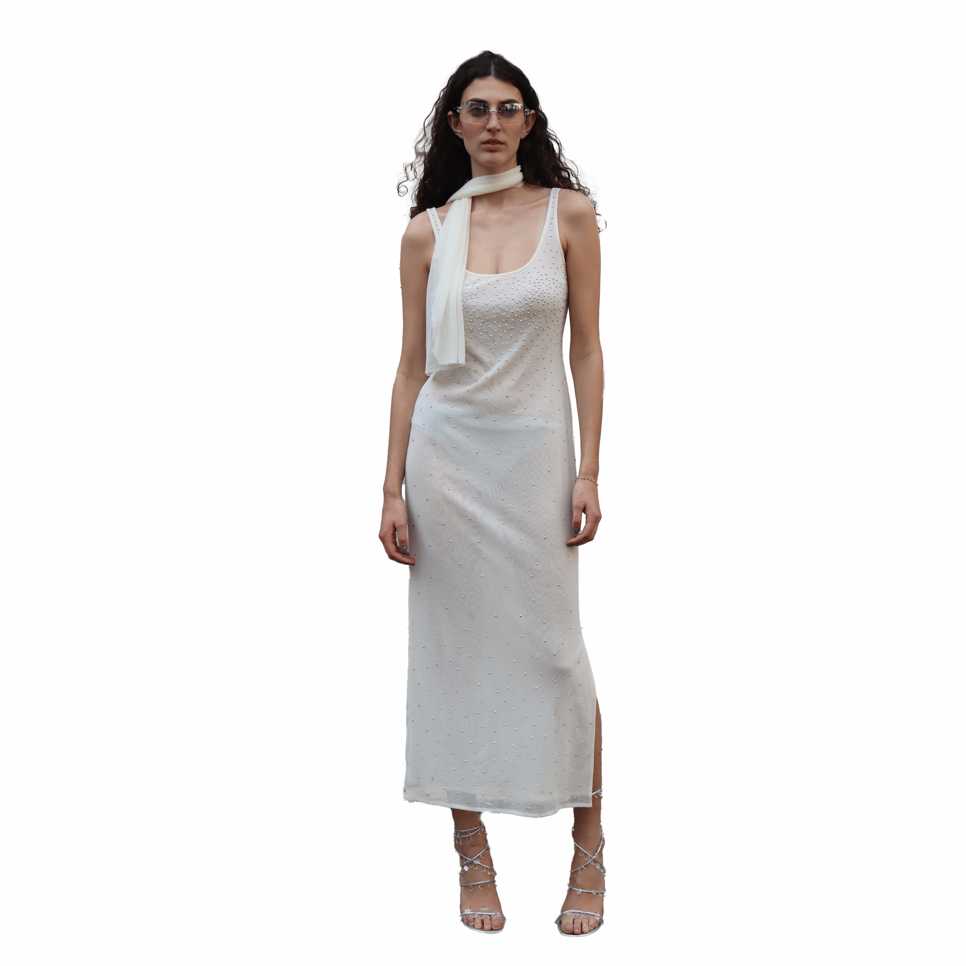 Mesh Slim Dress with Rhinestones: Elegant and Cool 44 Once Upon A Time Mesh Slim Dress with Rhinestones: Elegant and Cool 44 Once Upon A Time